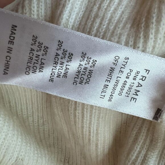 Frame Cream Wool Blend One Shoulder Ruffle Sweater XS - Picture 5 of 6